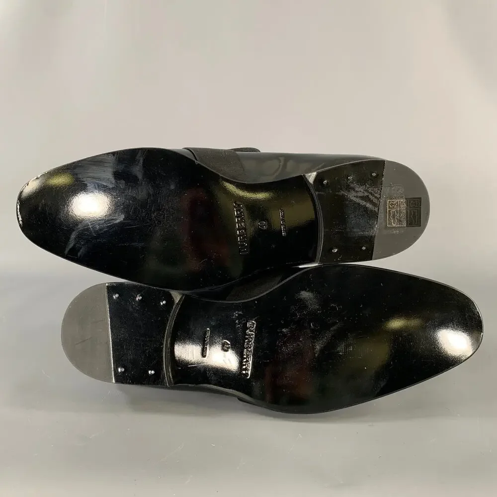 BURBERRY Size 7 Black Leather Slip On Loafers